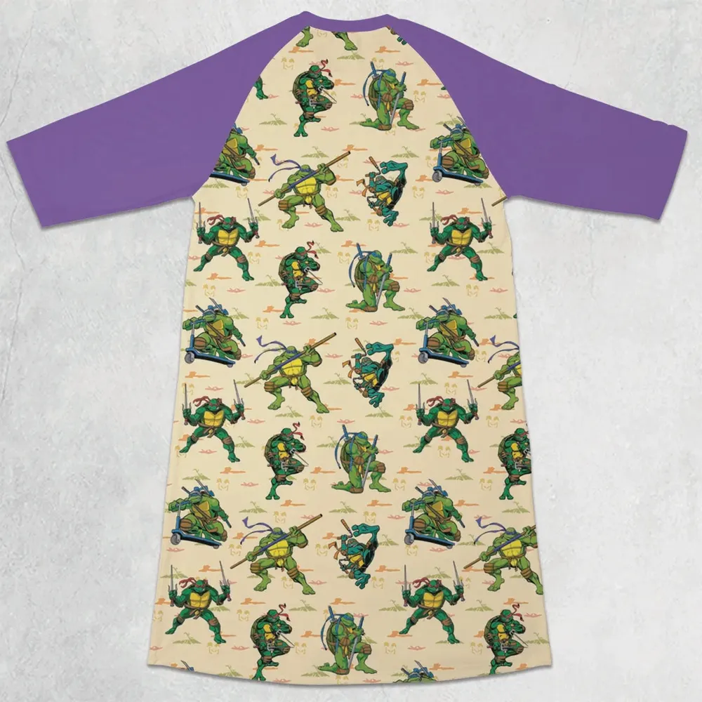 TMNT Characters Weapon Pattern 3/4 Sleeve Raglan Dress - 2