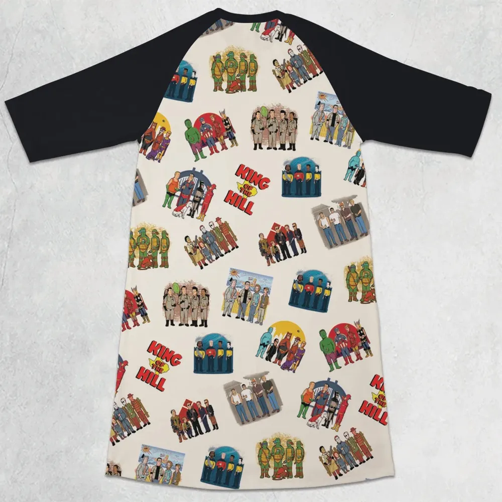 Hank's Friends King Of The Hill Parody 3/4 Sleeve Raglan Dress - 2