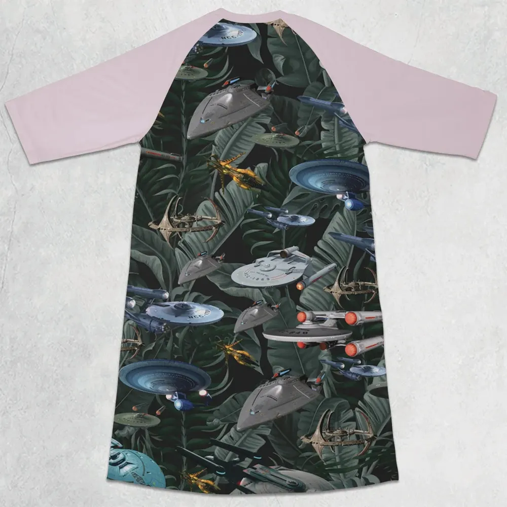 Star Trek Spaceship Pattern 3/4 Sleeve Raglan Dress - 2