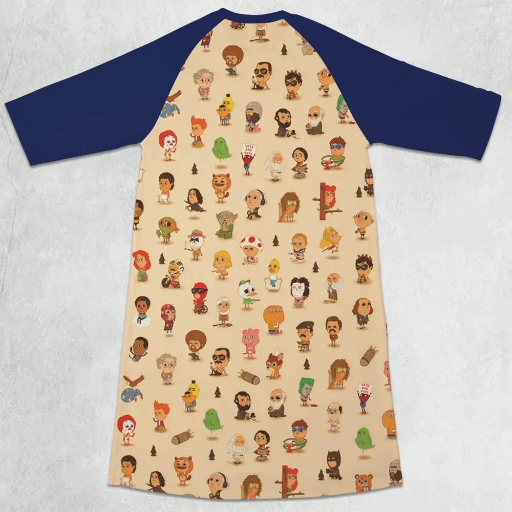 Mini Famous Characters 3/4 Sleeve Raglan Dress - 2