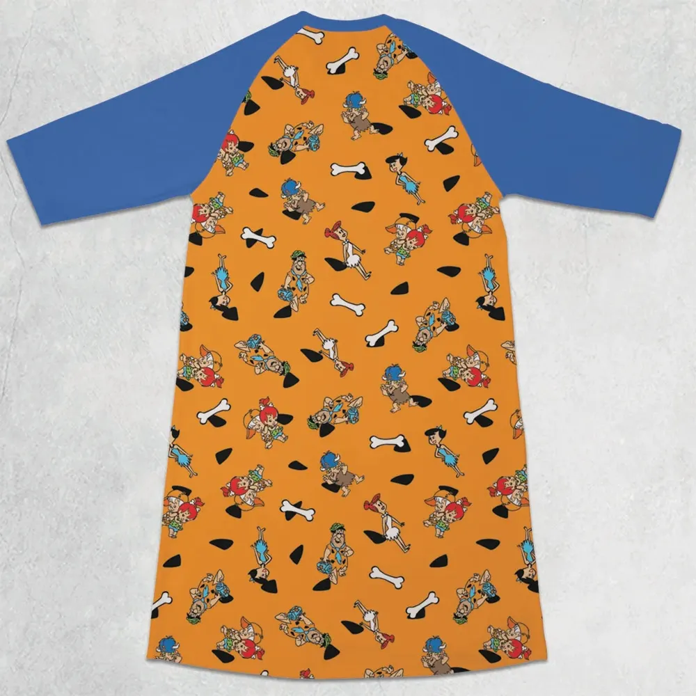 Stone Age The Flintstones Characters 3/4 Sleeve Raglan Dress - 2