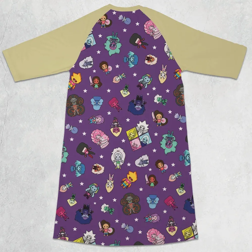 Crystal Gems Steven Universe 3/4 Sleeve Raglan Dress - 2