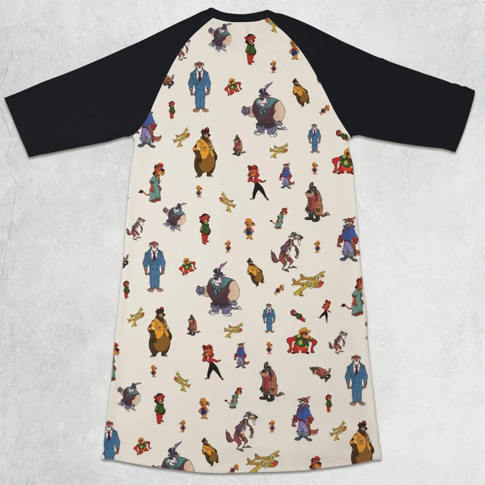Hawaiian Shirt - S9A4UXE8 3/4 Sleeve Raglan Dress - 2