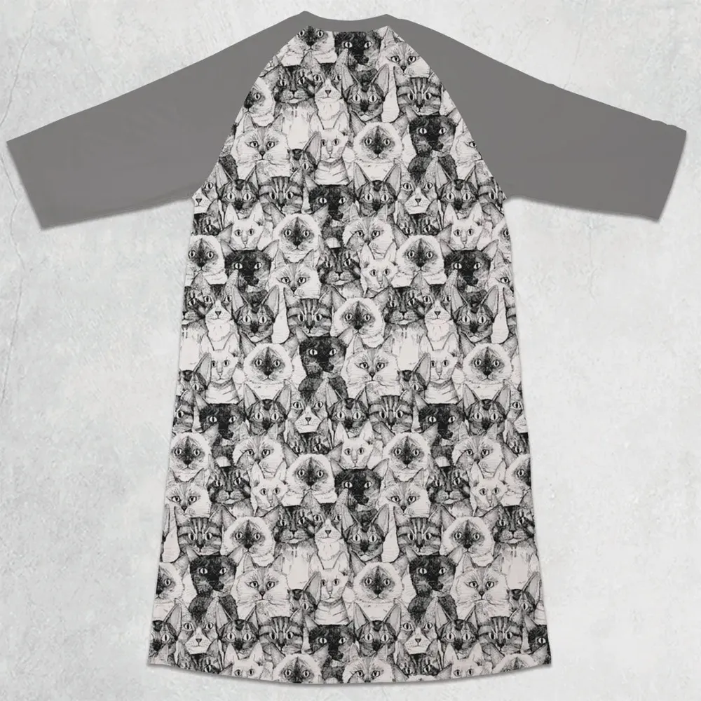 Just Cats 3/4 Sleeve Raglan Dress - 2