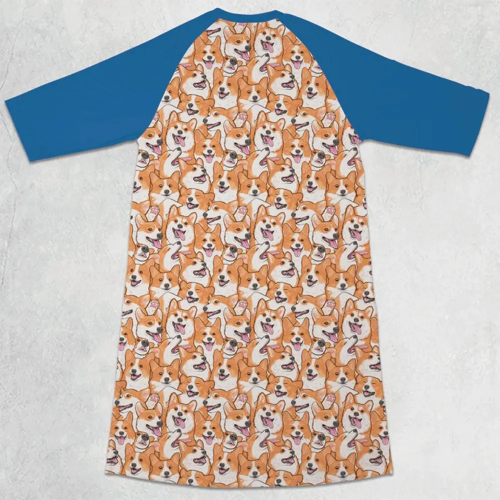 That's a lot of Corgi 3/4 Sleeve Raglan Dress - 2