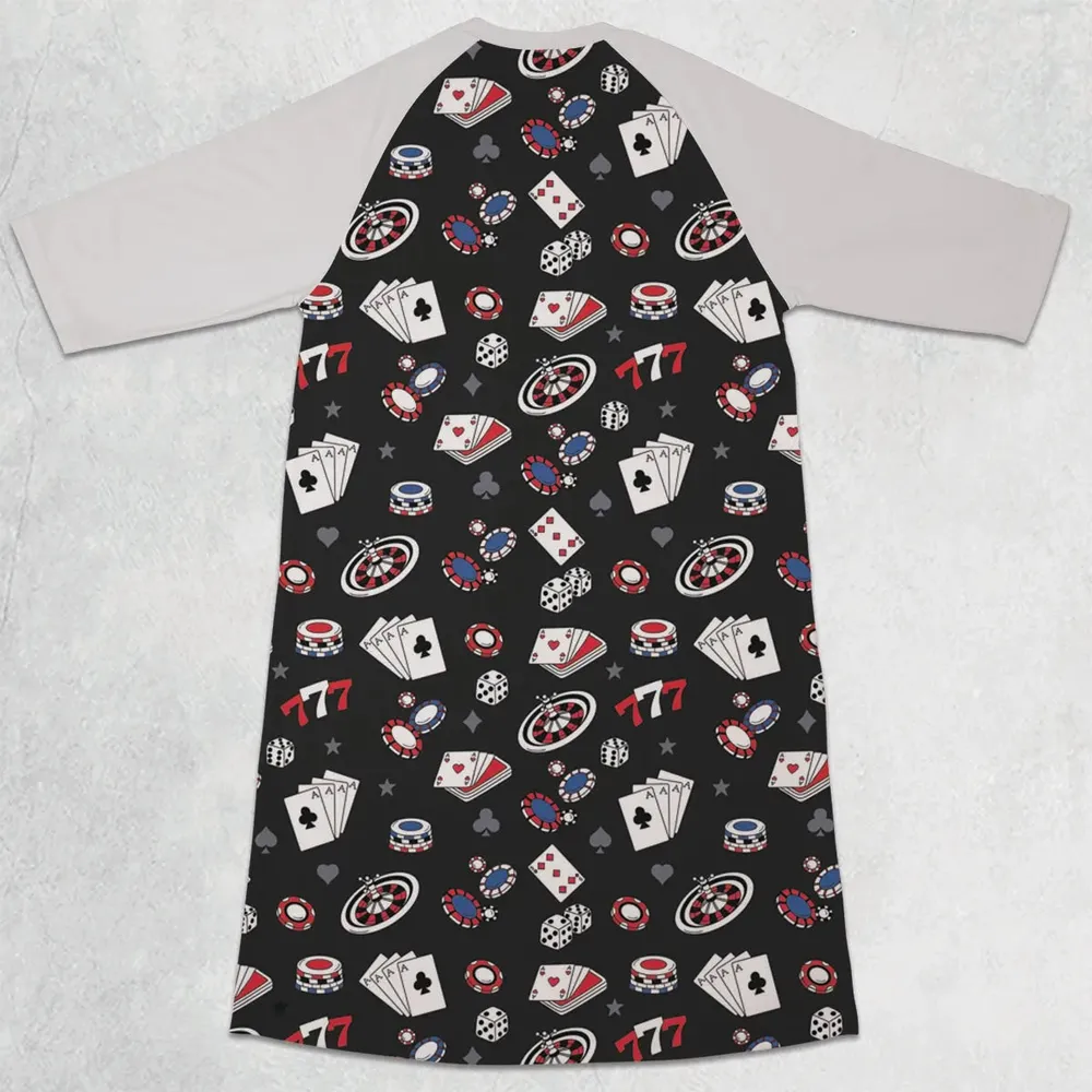 Poker Texas Hold’em 3/4 Sleeve Raglan Dress - 2