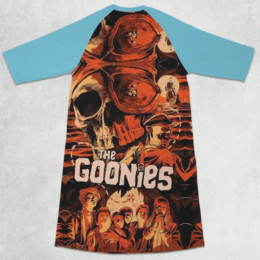 The Goonies Pattern 3/4 Sleeve Raglan Dress - 2