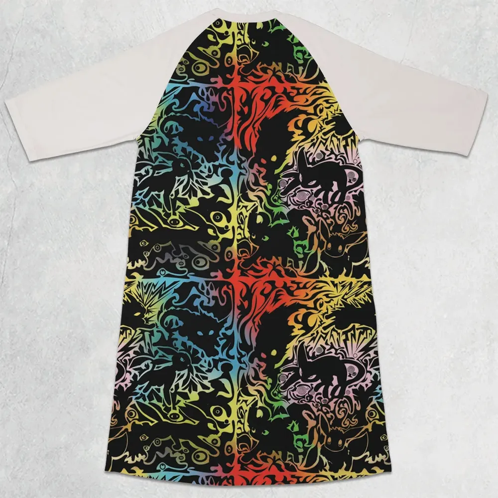 Eevee Pokemon Black 3/4 Sleeve Raglan Dress - 2