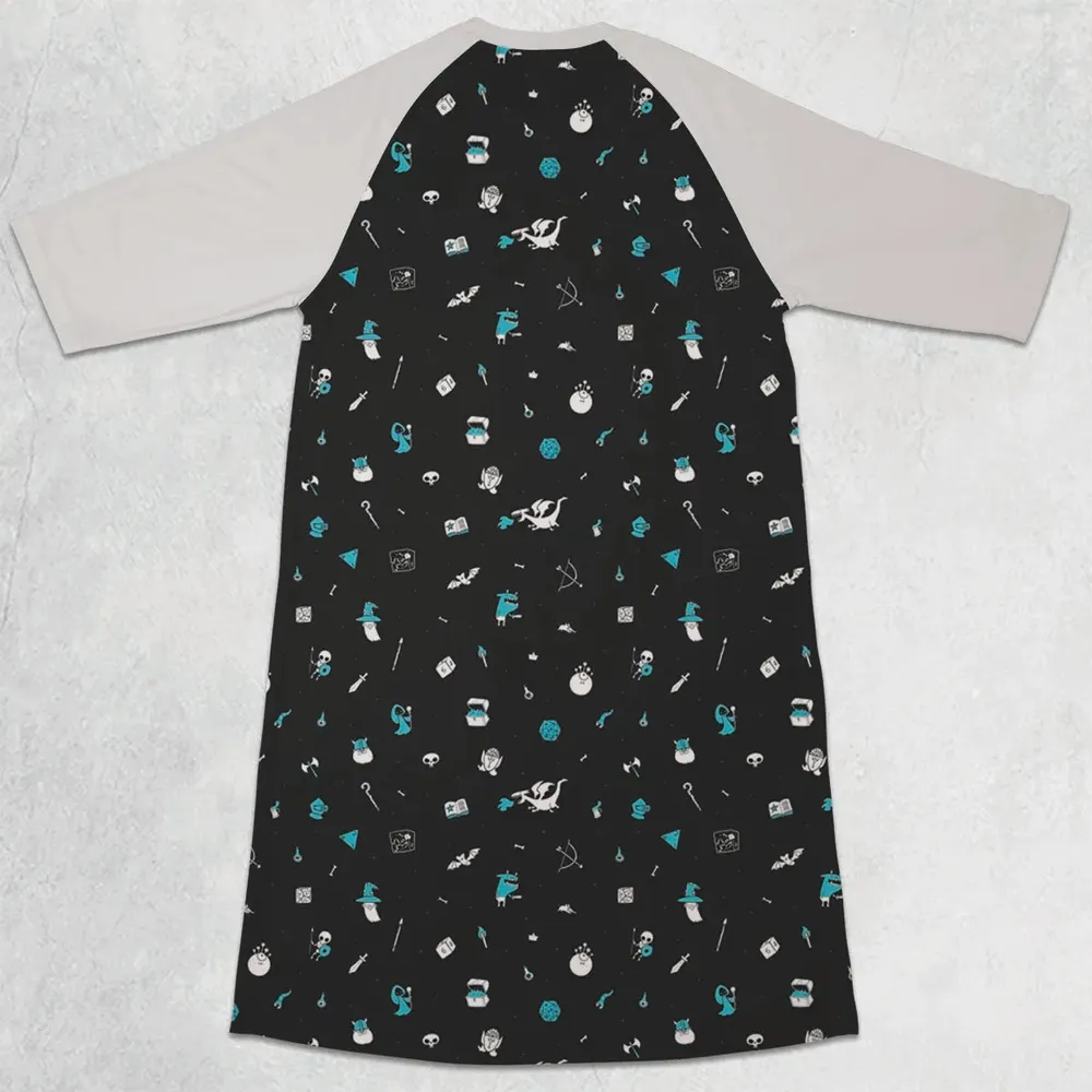 DnD Pattern 3/4 Sleeve Raglan Dress - 2