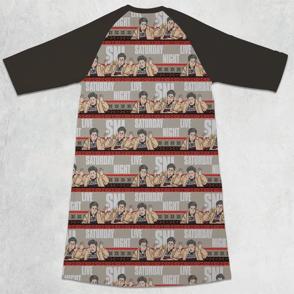 Drunk Uncle on the Holidays SNL Saturday Night Live 3/4 Sleeve Raglan Dress - 2