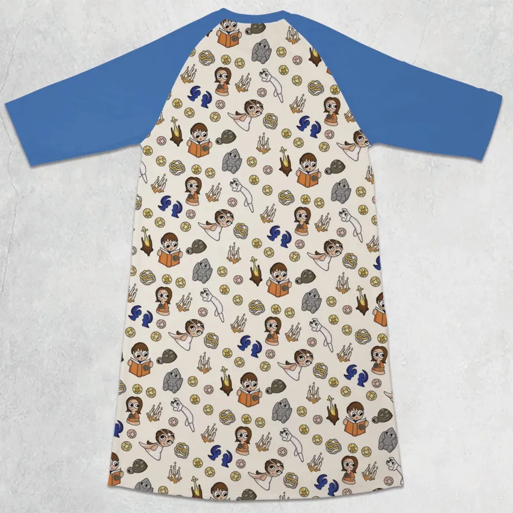 Doodle Luck Dragon Falkor The Neverending Story 3/4 Sleeve Raglan Dress - 2