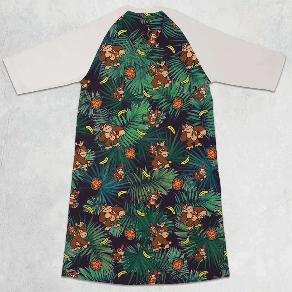 Donkey Kong Nintendo Video Games 3/4 Sleeve Raglan Dress - 2