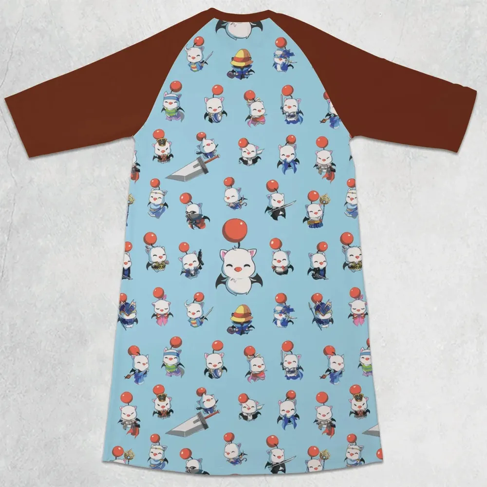 Cute Moogle Final Fantasy 3/4 Sleeve Raglan Dress - 2