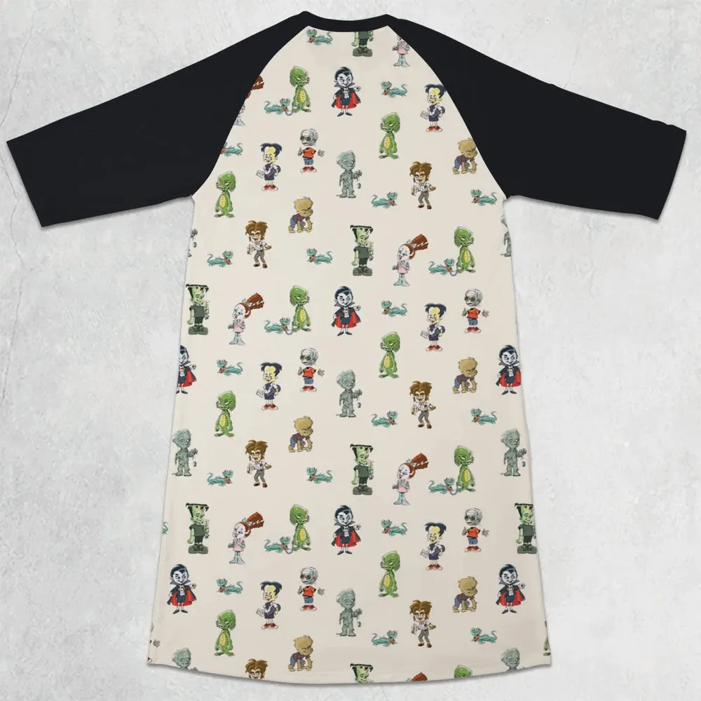 Classic Universal Monster Babies 3/4 Sleeve Raglan Dress - 2