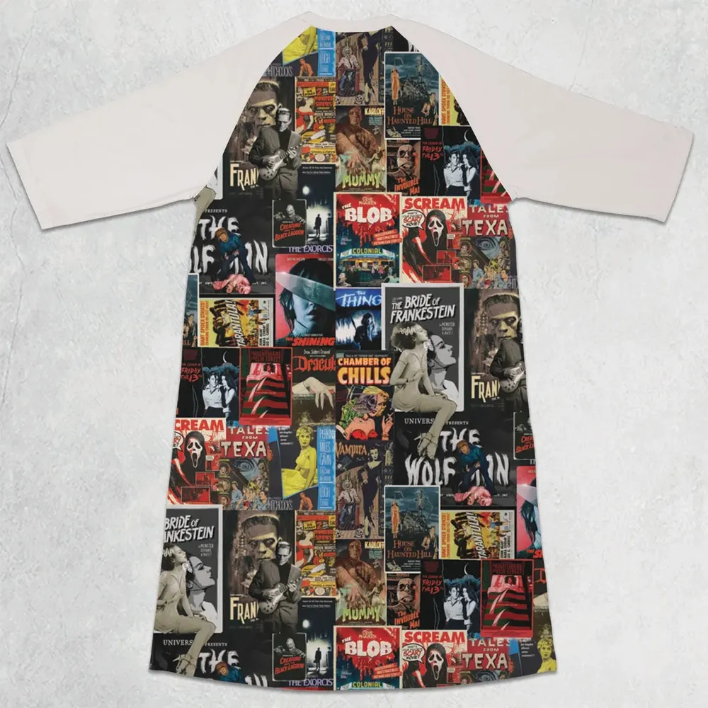 Classic Horror Movie Posters Monster Universal Scream Ghostface The Thing 3/4 Sleeve Raglan Dress - 2