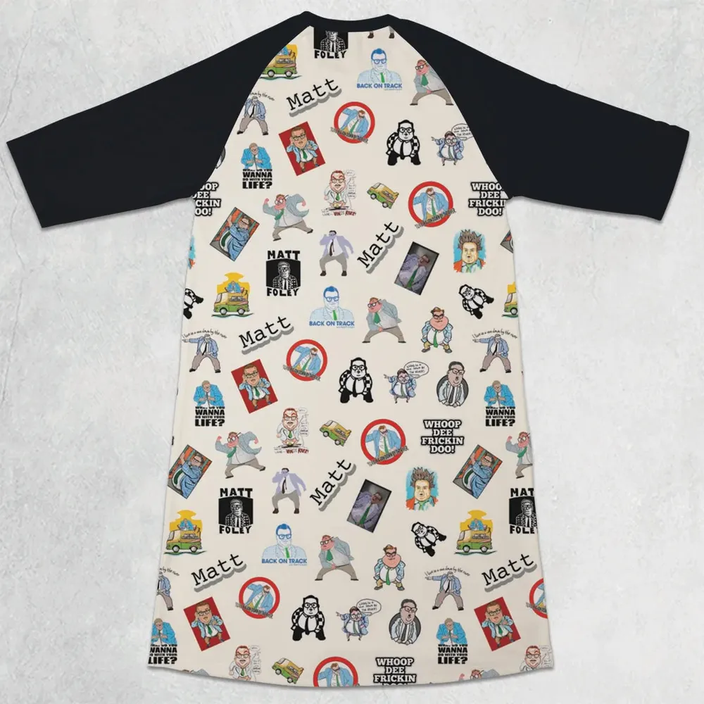 Chris Farley Matt Foley Motivational SNL 3/4 Sleeve Raglan Dress - 2