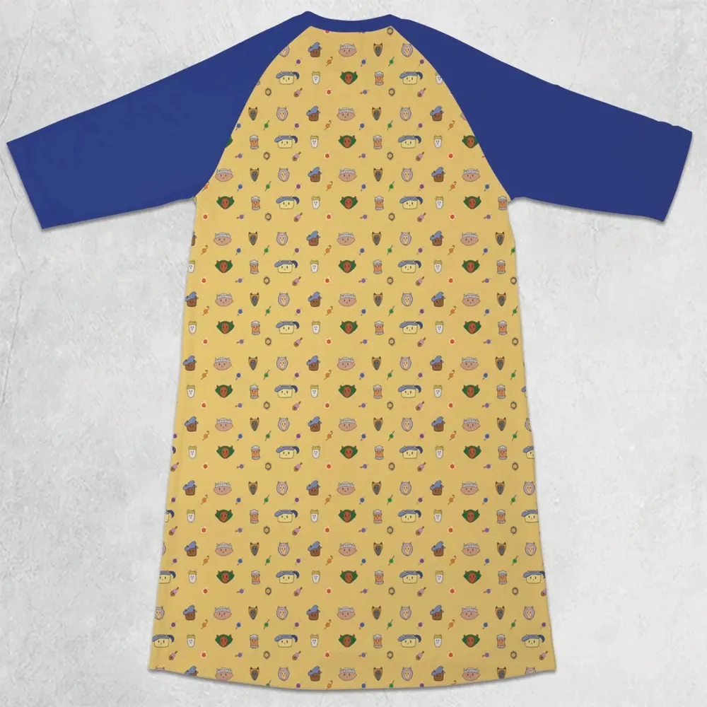 Cat DND Classes Pattern 3/4 Sleeve Raglan Dress - 2