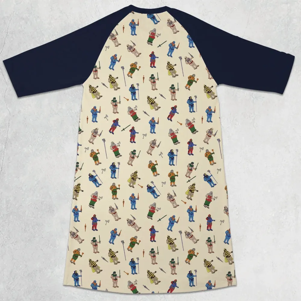 Carl In Masters Of The Universe Pattern 3/4 Sleeve Raglan Dress - 2