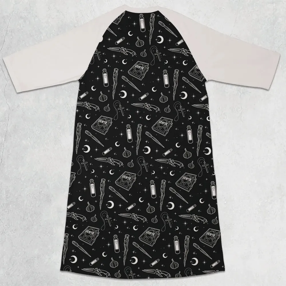 Buffy The Vampire Slayer Items Pattern 3/4 Sleeve Raglan Dress - 2
