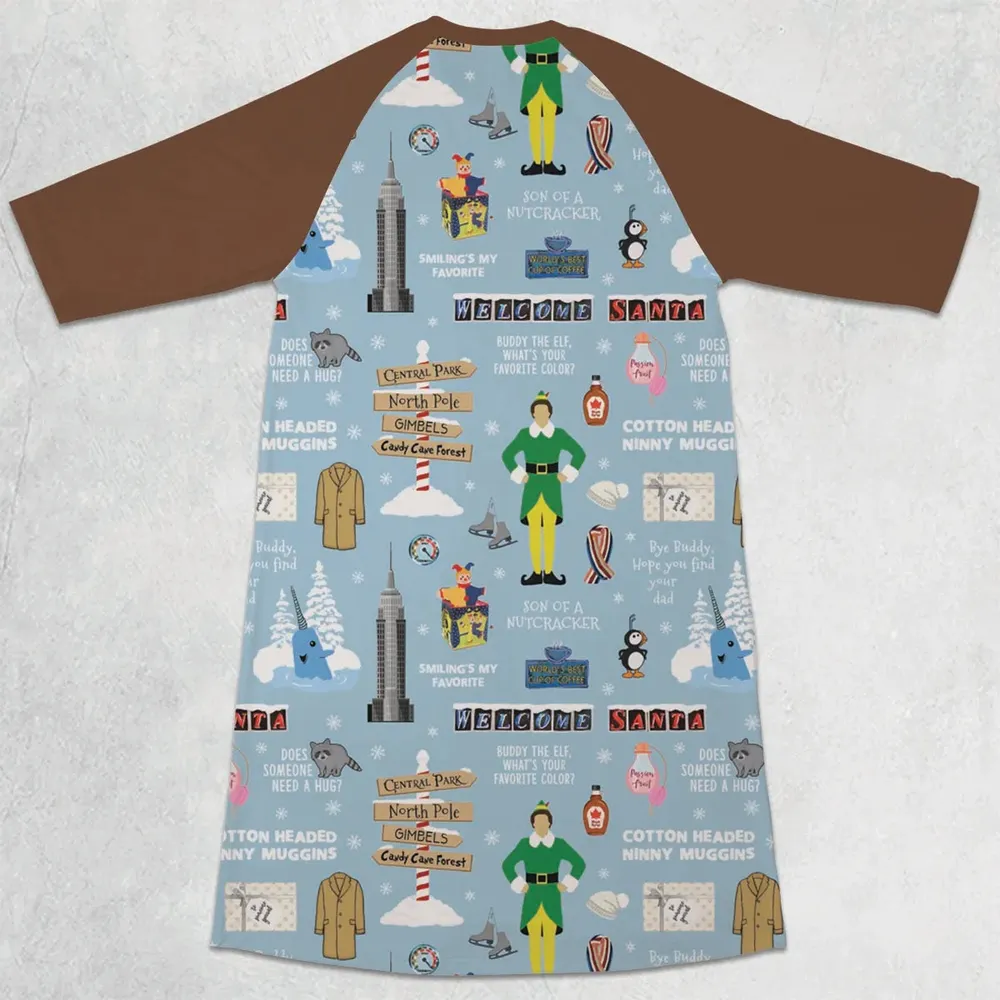 Buddy the ELF Quotes Christmas 3/4 Sleeve Raglan Dress - 2