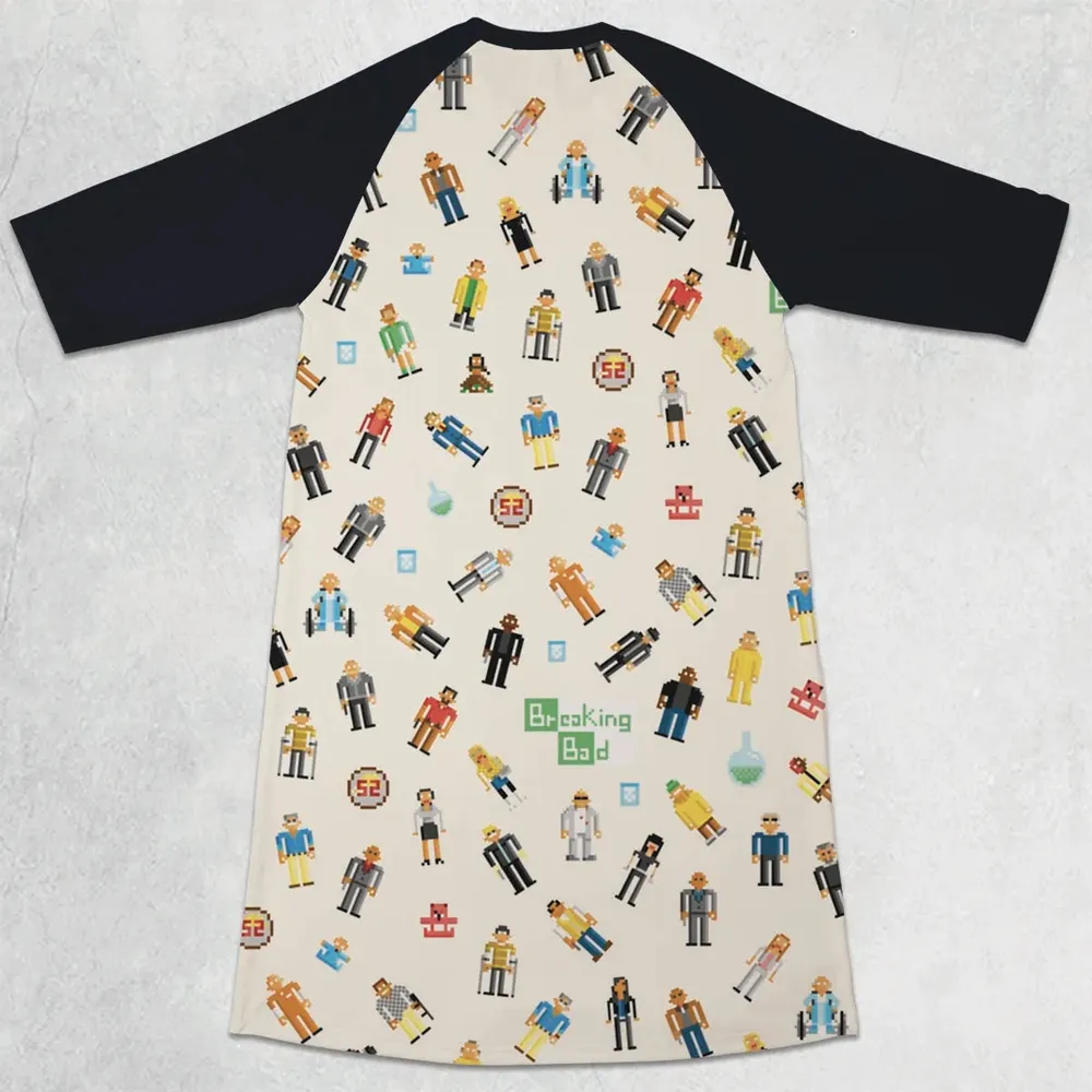 Breaking Bad in Pixels Pattern 3/4 Sleeve Raglan Dress - 2