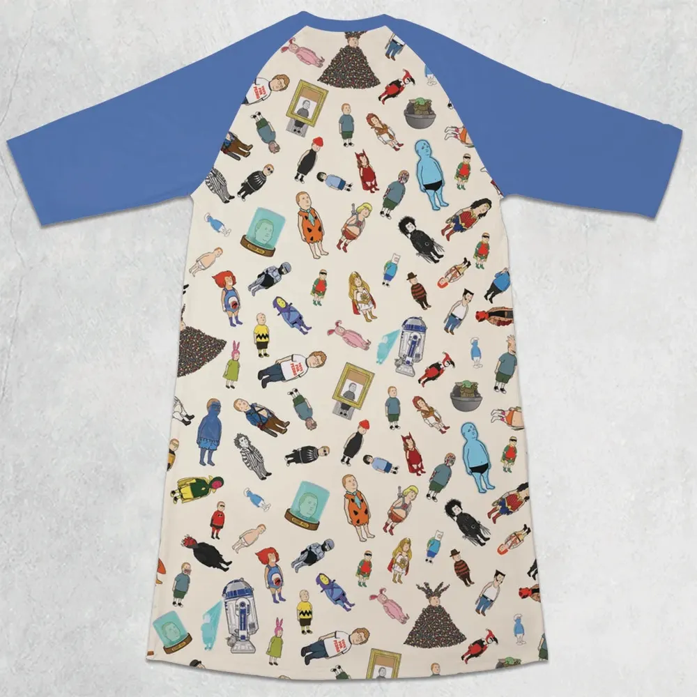 Bobby Hill King Of The Hill Pattern 3/4 Sleeve Raglan Dress - 2