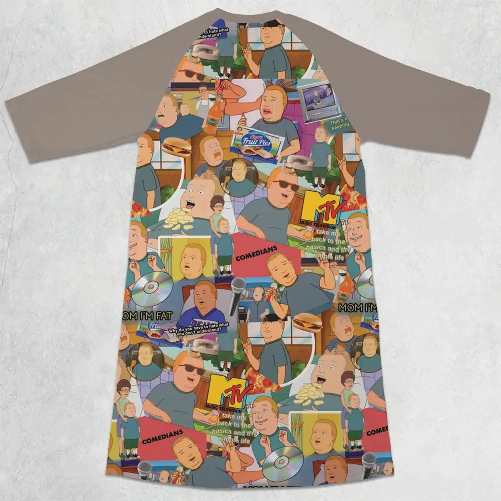 Bobby Face King Of The Hill 3/4 Sleeve Raglan Dress - 2