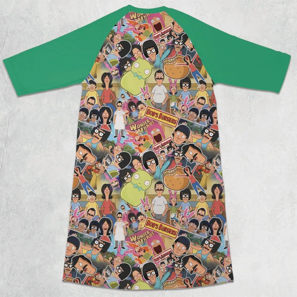 Bob's Burger Wonder Wharf 3/4 Sleeve Raglan Dress - 2