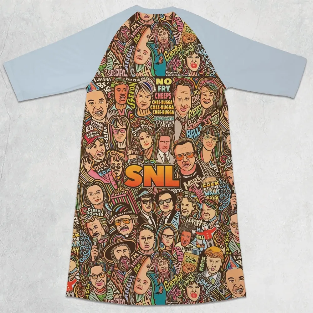 Blues Brothers Waynes World Coneheads SNL Characters 3/4 Sleeve Raglan Dress - 2