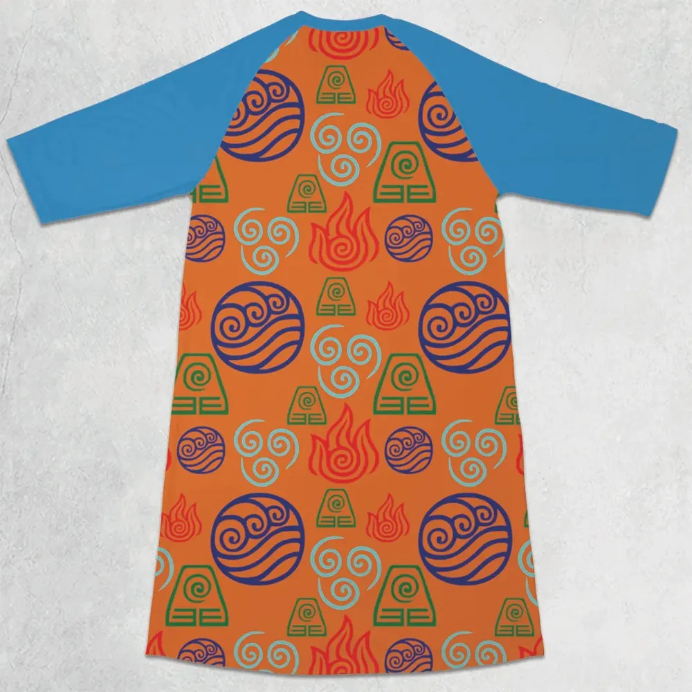 Bending Elements Avatar Button Up 3/4 Sleeve Raglan Dress - 2
