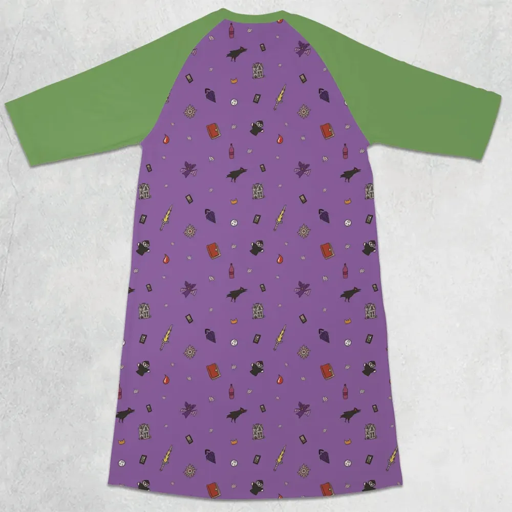 Barovia Dungeons and Dragons Pattern 3/4 Sleeve Raglan Dress - 2