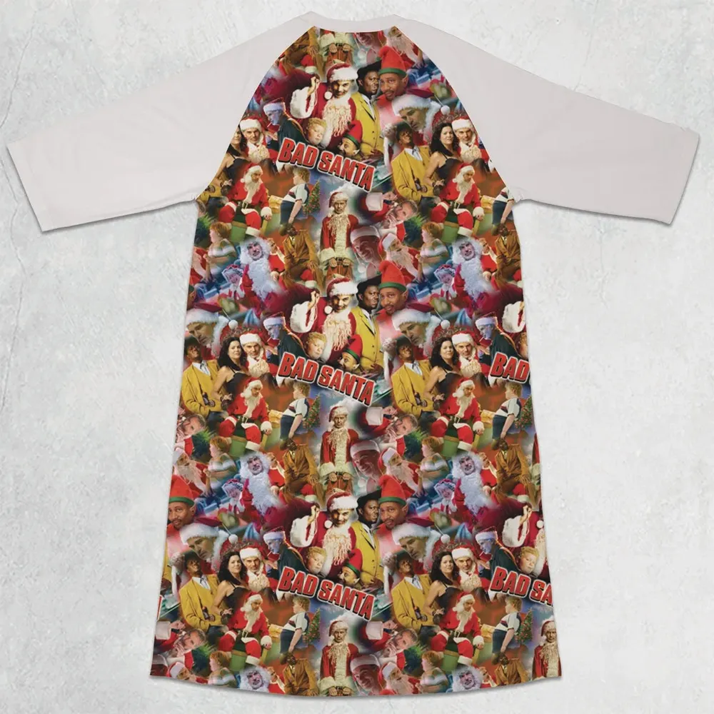 Bad Santa Pattern 3/4 Sleeve Raglan Dress - 2