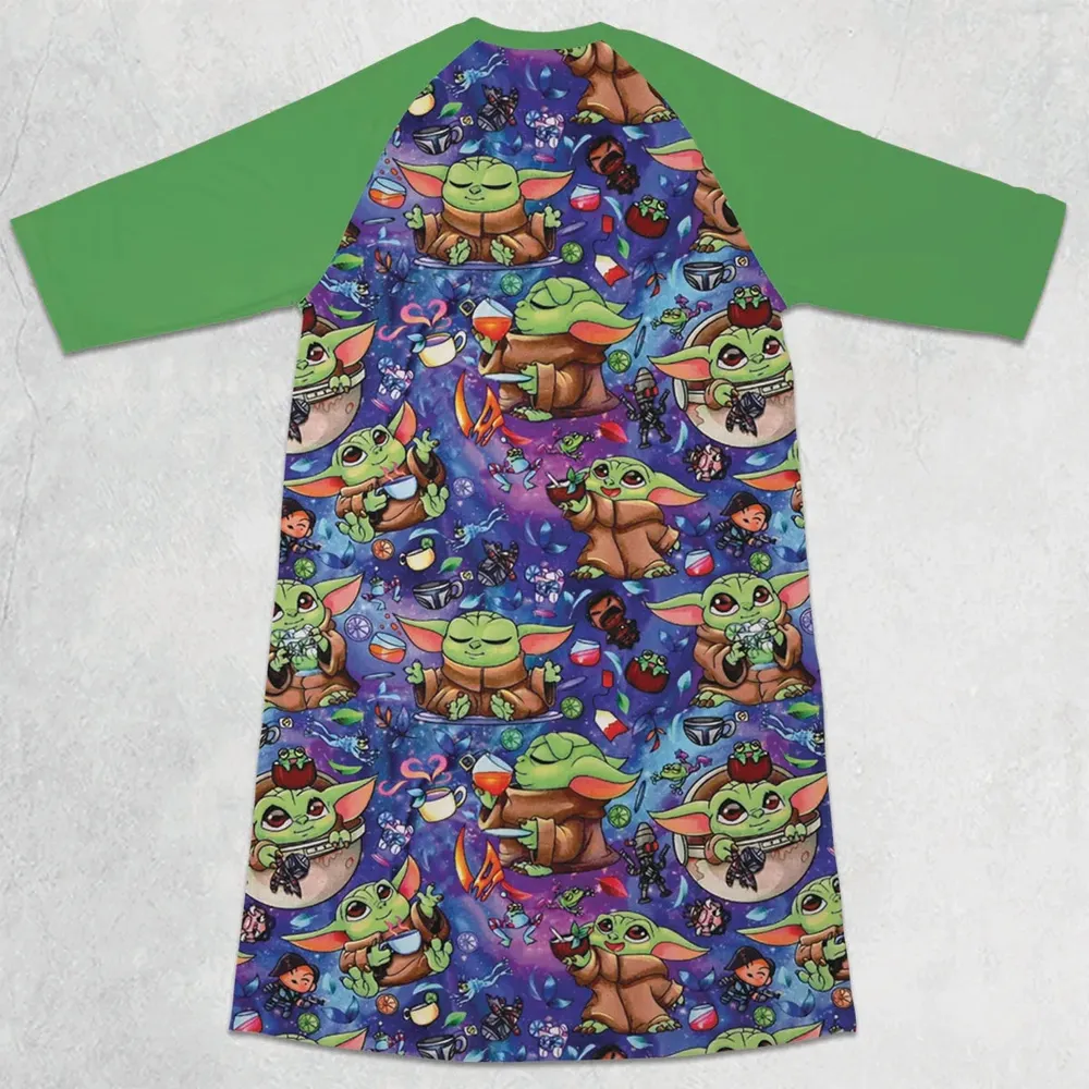 Baby Yoda In the Galaxy 3/4 Sleeve Raglan Dress - 2