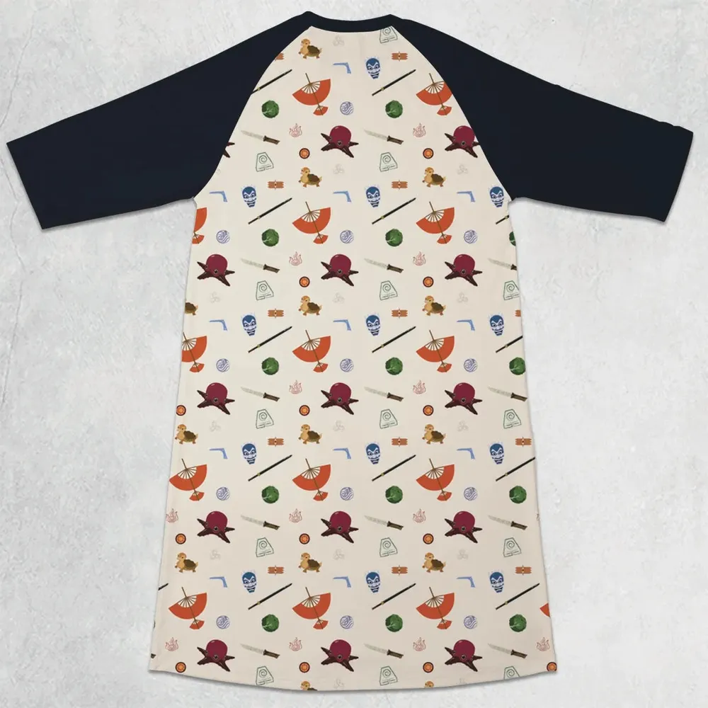 Avatar The Last Airbender Medley Pattern 3/4 Sleeve Raglan Dress - 2
