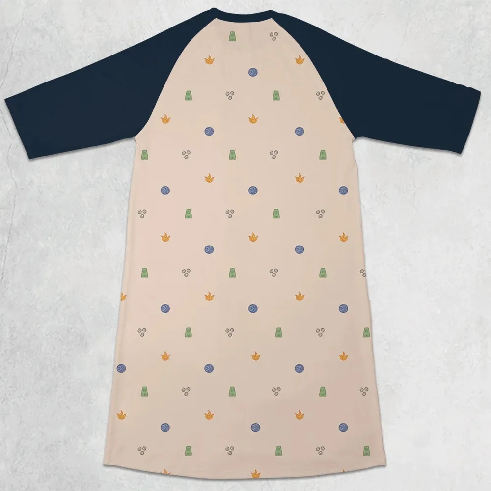 Avatar The Last Airbender Four Elements Pattern 3/4 Sleeve Raglan Dress - 2
