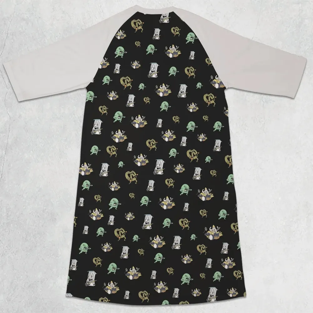 Aqua Teen Hunger Force Pattern 3/4 Sleeve Raglan Dress - 2