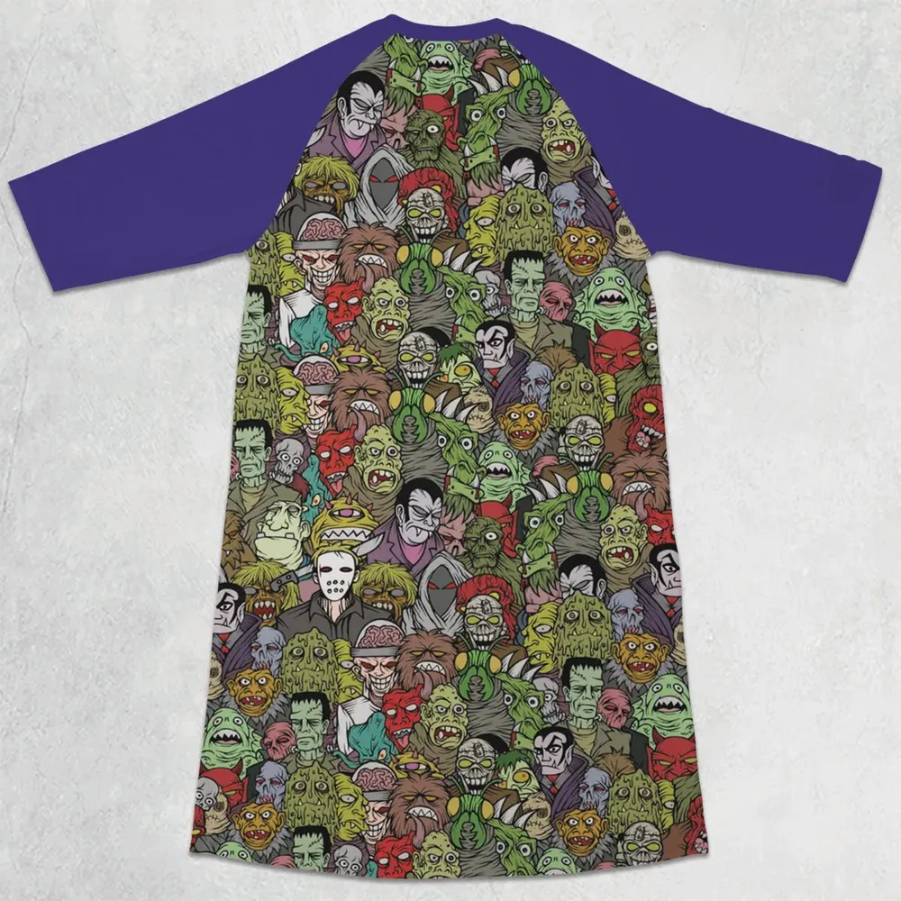All The Monsters Are Here 3/4 Sleeve Raglan Dress - 2