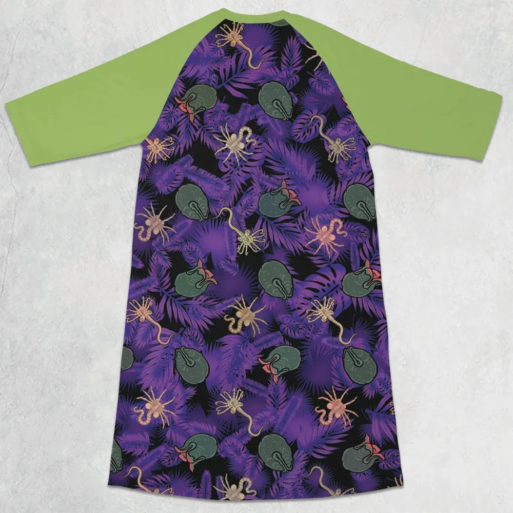 Alien Facehugger Ovomorph 3/4 Sleeve Raglan Dress - 2