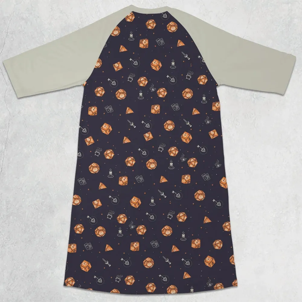 Halloween Dices Pattern 3/4 Sleeve Raglan Dress - 2