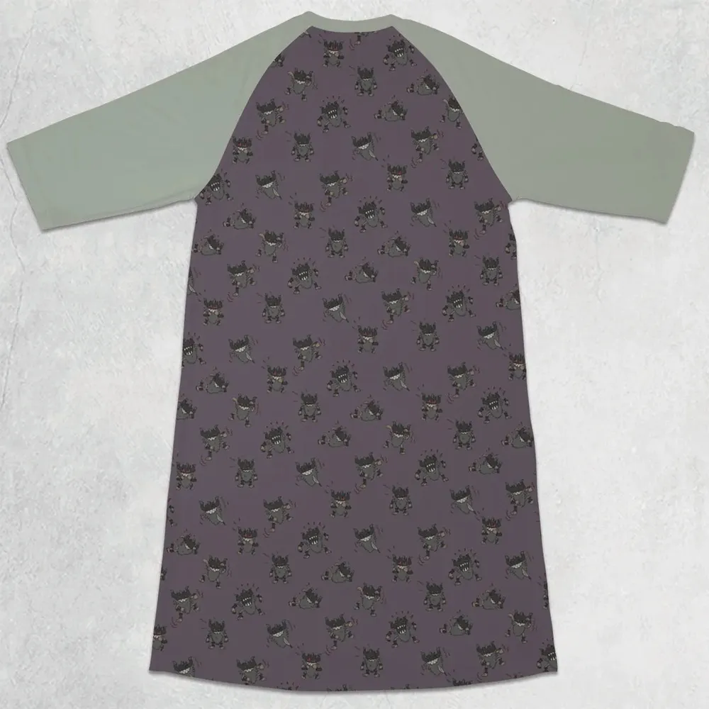 Perrrrrserker Pokemon Pattern 3/4 Sleeve Raglan Dress - 2