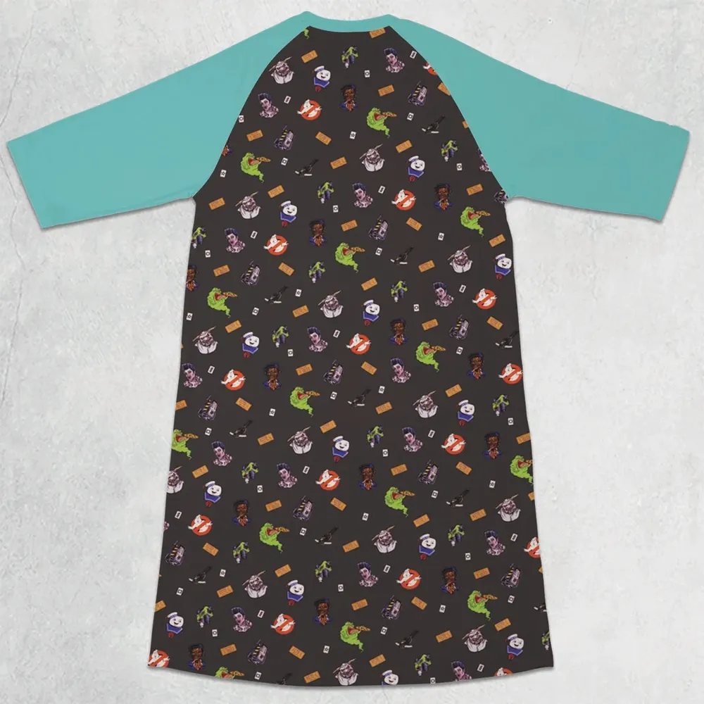 Ghostbusters Pattern 3/4 Sleeve Raglan Dress - 2