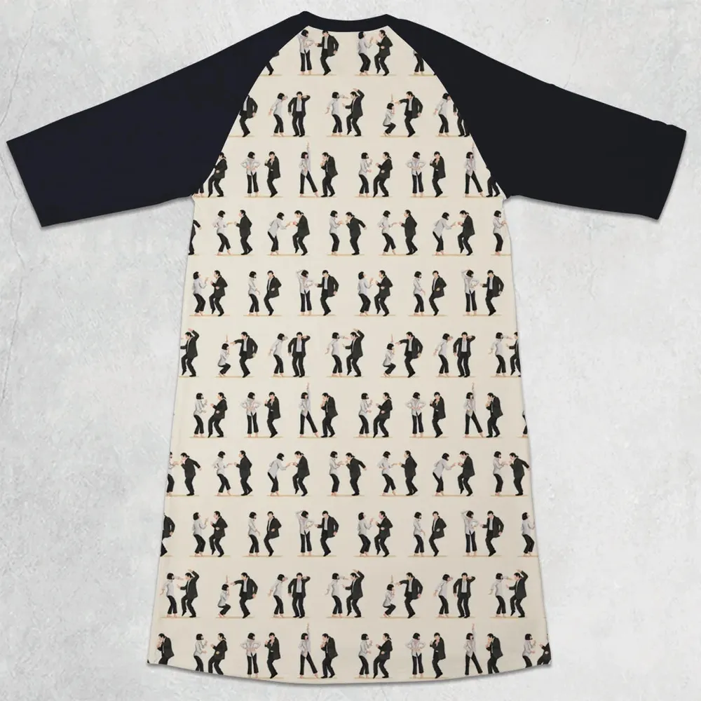 Mia Wallace and Vincent Vega Dance Pulp Fiction 3/4 Sleeve Raglan Dress - 2