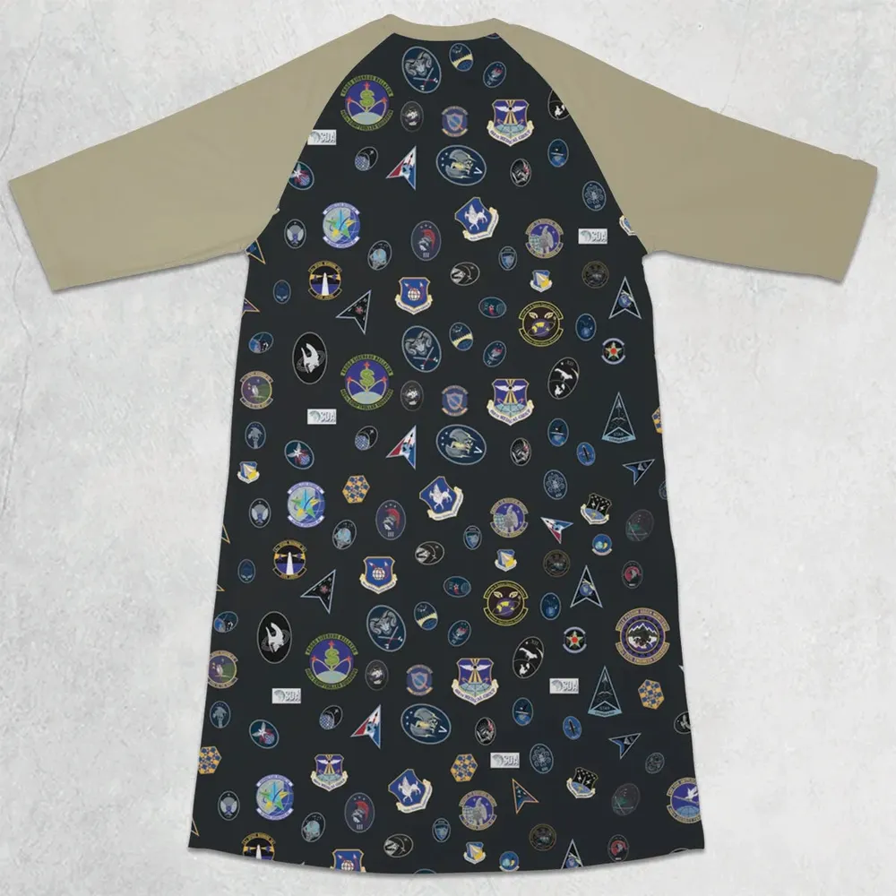 Space Force Squadron Pattern 3/4 Sleeve Raglan Dress - 2