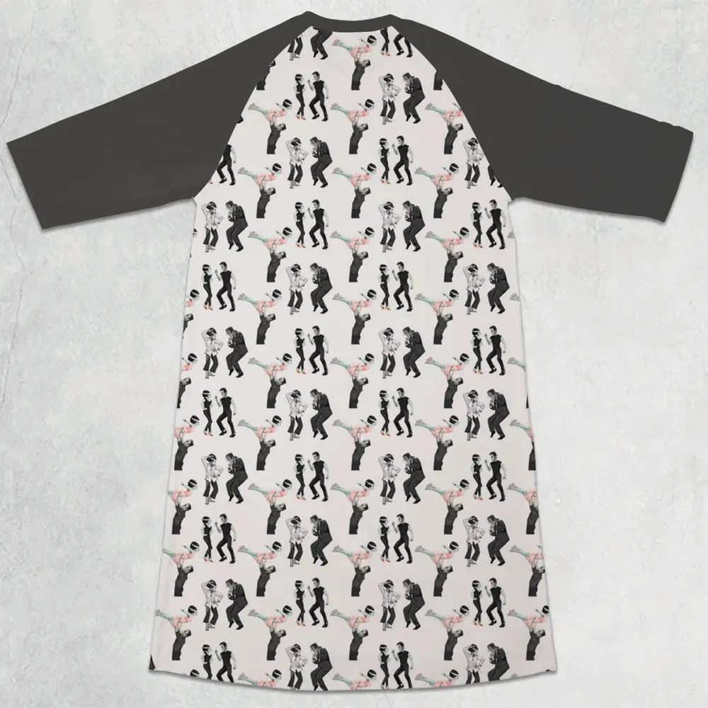 Frankenstein And Bride Dance Movies Dance Scene Mashup 3/4 Sleeve Raglan Dress - 2