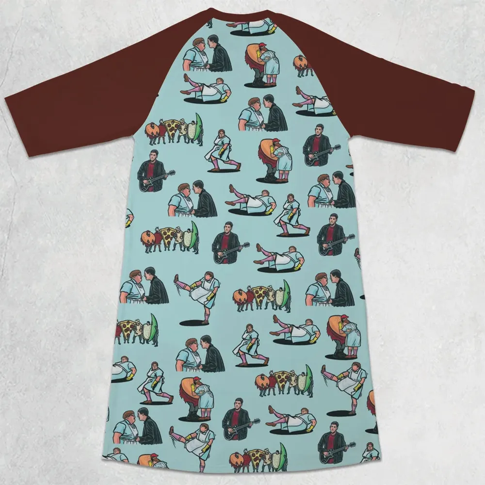 Lunch Lady Land SNL 3/4 Sleeve Raglan Dress - 2
