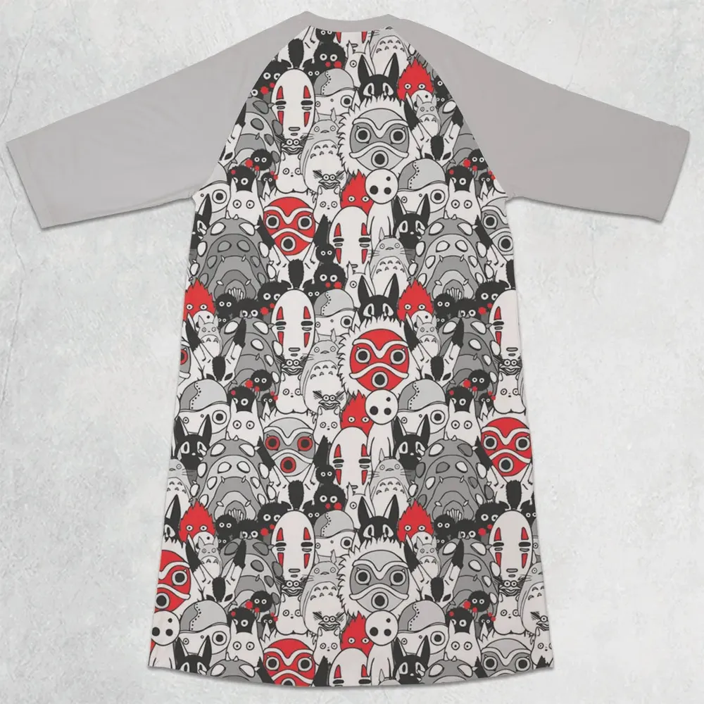 Magic Beasts 3/4 Sleeve Raglan Dress - 2