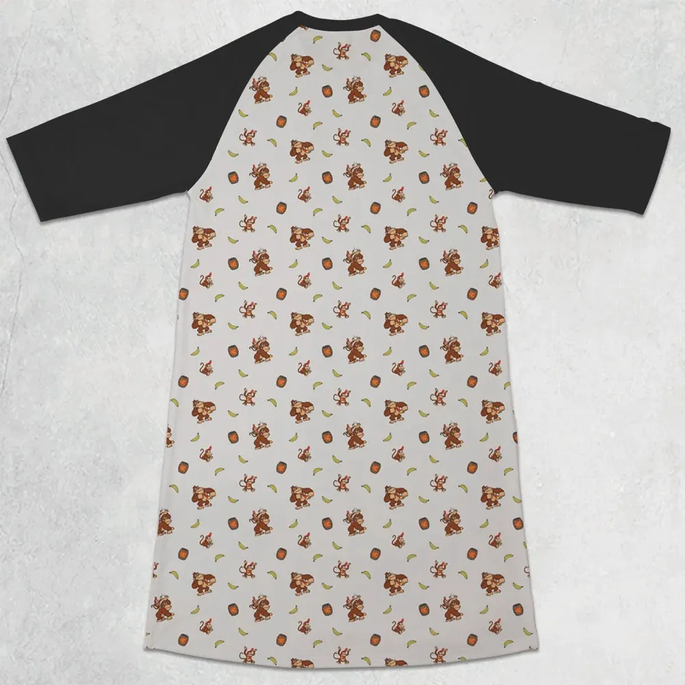 Nintendo Donkey Kong Characters Pattern 3/4 Sleeve Raglan Dress - 2