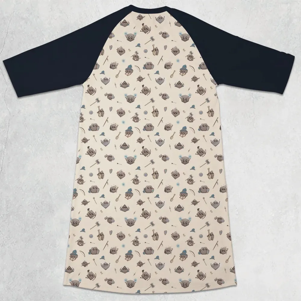 Kawaii Dices DnD Pattern 3/4 Sleeve Raglan Dress - 2