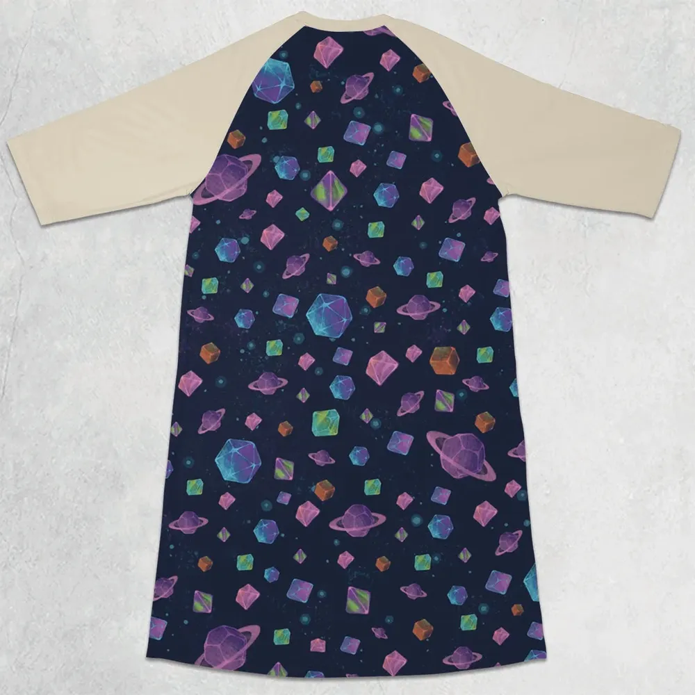 Galaxy Of Dices DnD Pattern 3/4 Sleeve Raglan Dress - 2