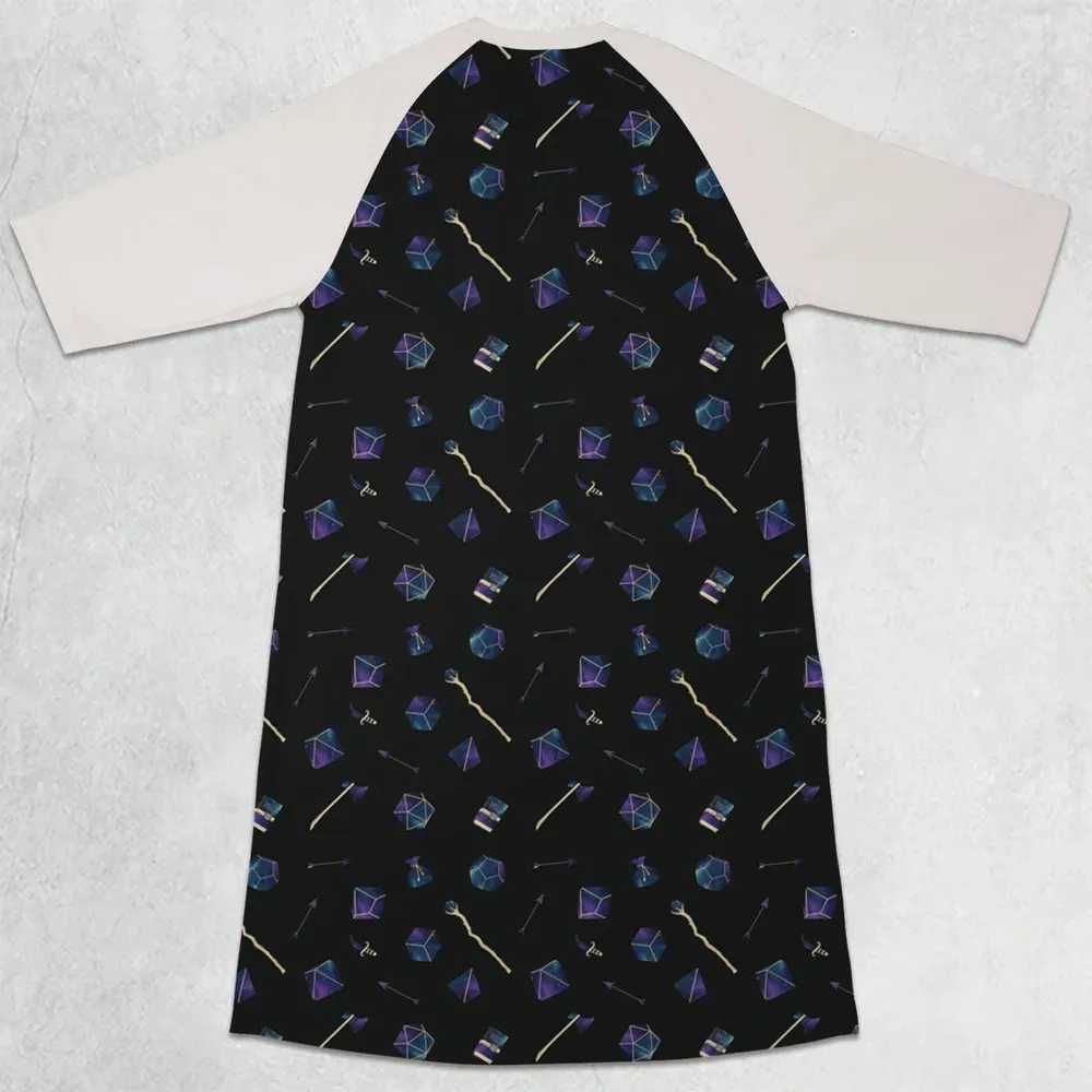 Galaxy In Dice DnD Pattern 3/4 Sleeve Raglan Dress - 2